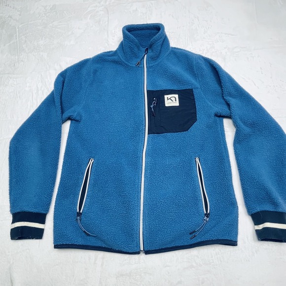 Kari Traa Sweater Women's S Blue Fleece Full Zip Side Pocket Zipper Collar - Picture 1 of 16